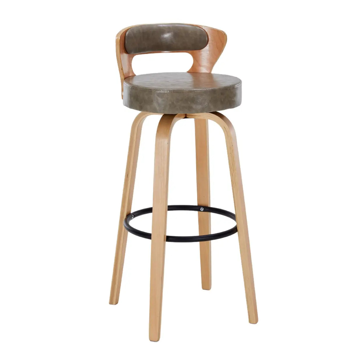 Modern Round Wood Swivel Bar Stool