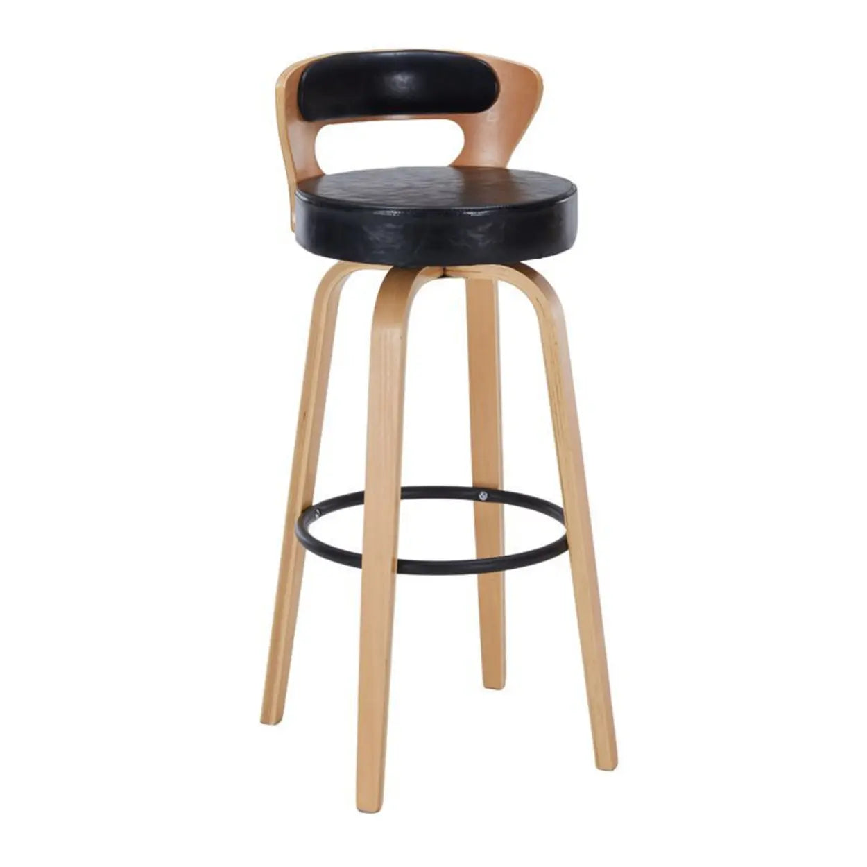 Modern Round Wood Swivel Bar Stool