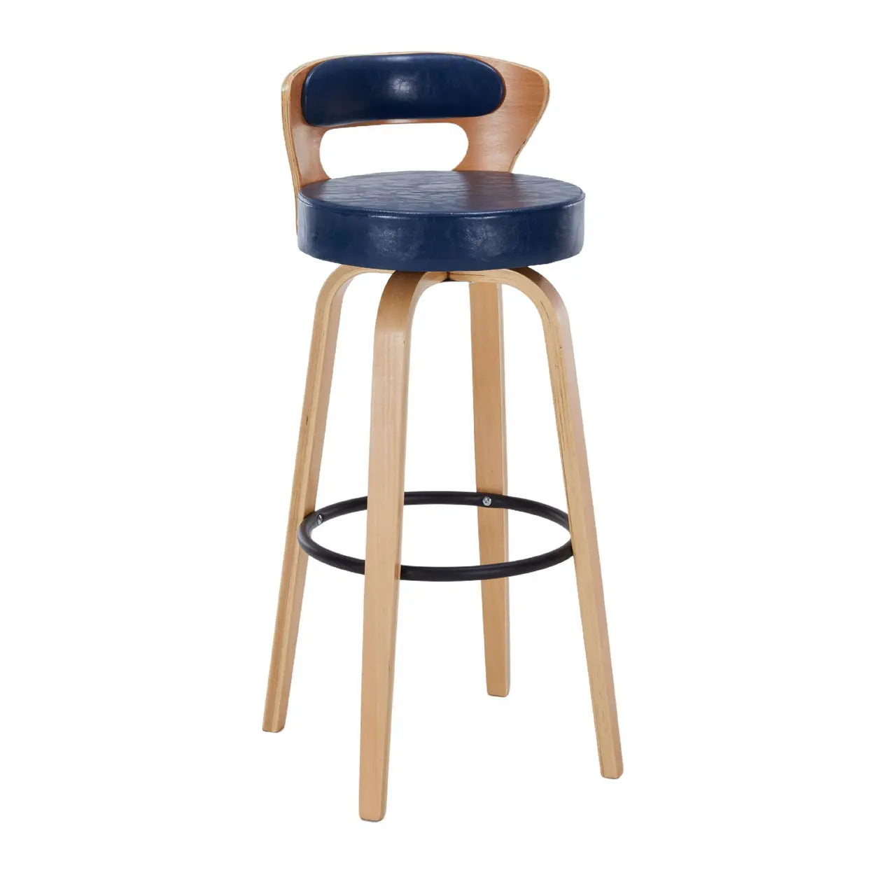 Modern Round Wood Swivel Bar Stool