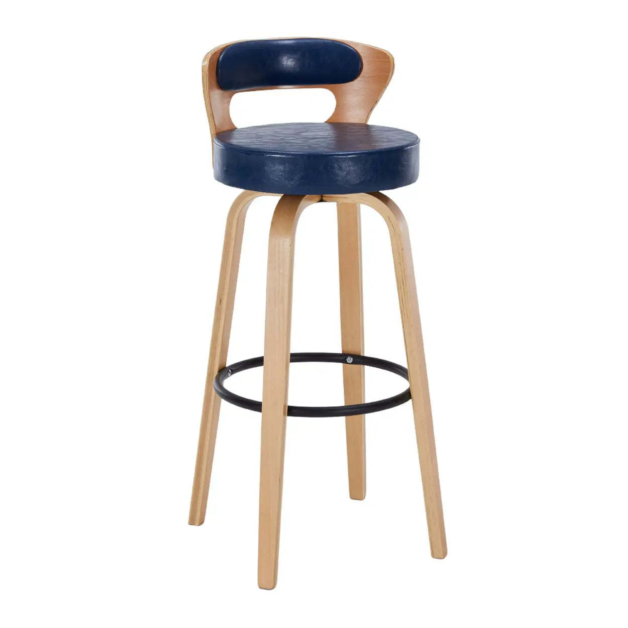 Modern Round Wood Swivel Bar Stool