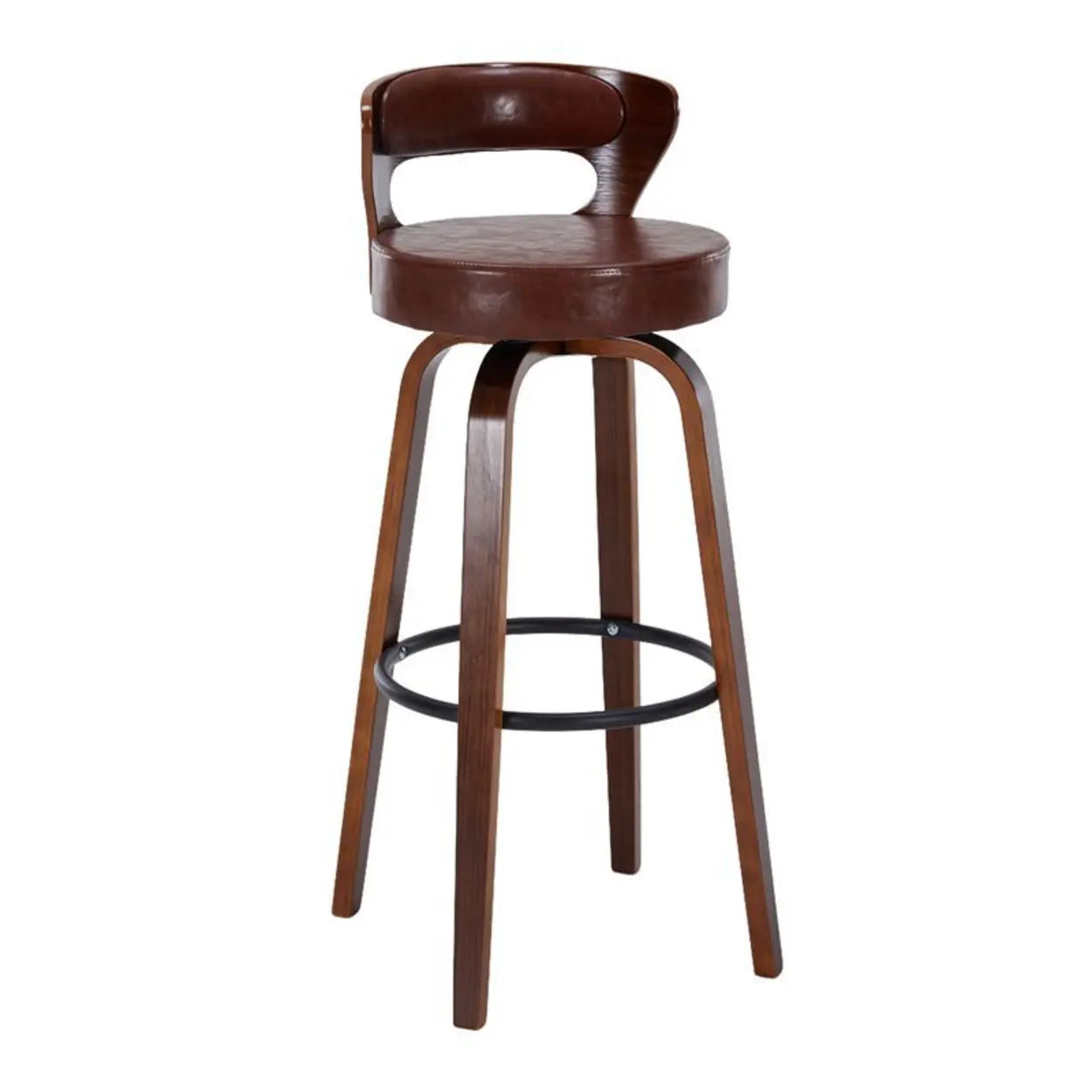 Modern Round Wood Swivel Bar Stool