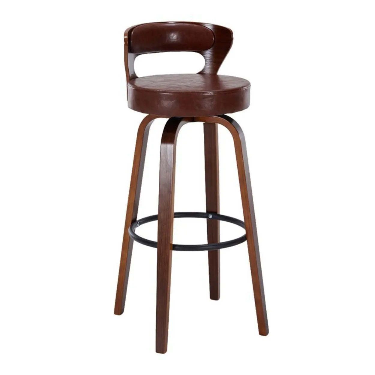 Modern Round Wood Swivel Bar Stool
