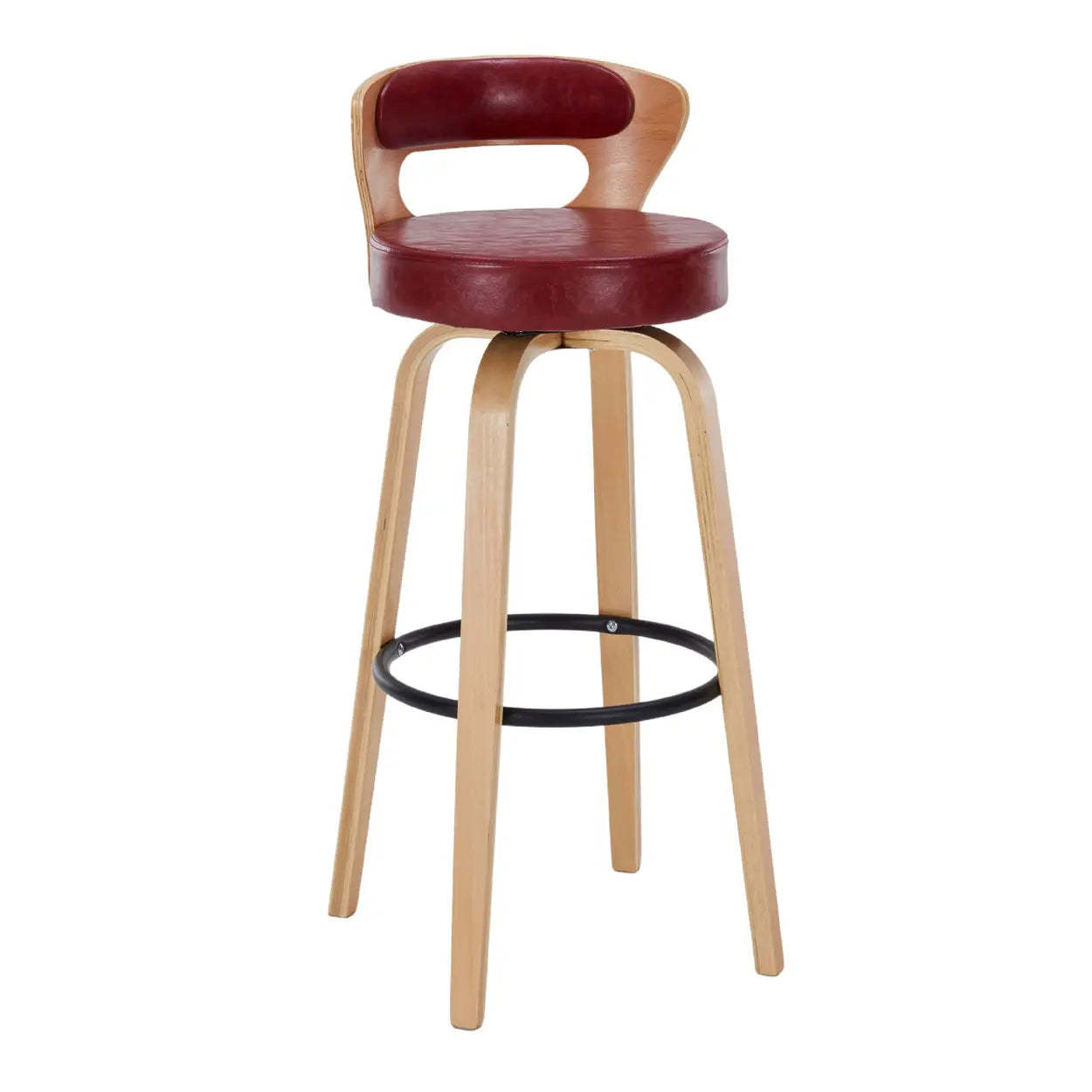 Modern Round Wood Swivel Bar Stool