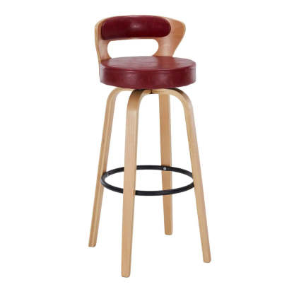 Modern Round Wood Swivel Bar Stool