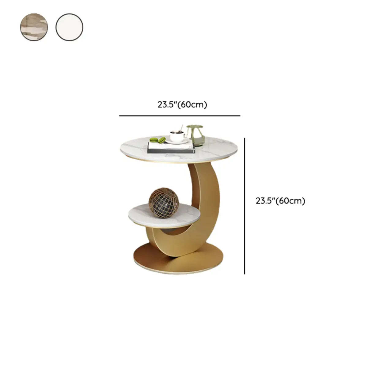 Modern Round Wood Pedestal Side Table with Shelves