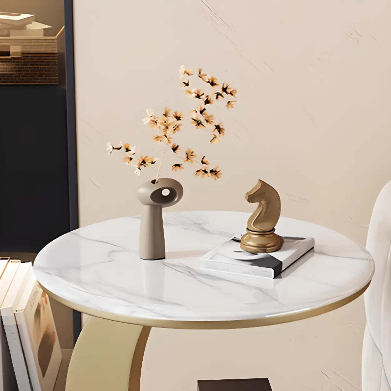 Modern Round Wood Pedestal Side Table with Shelves — Black / Pandora