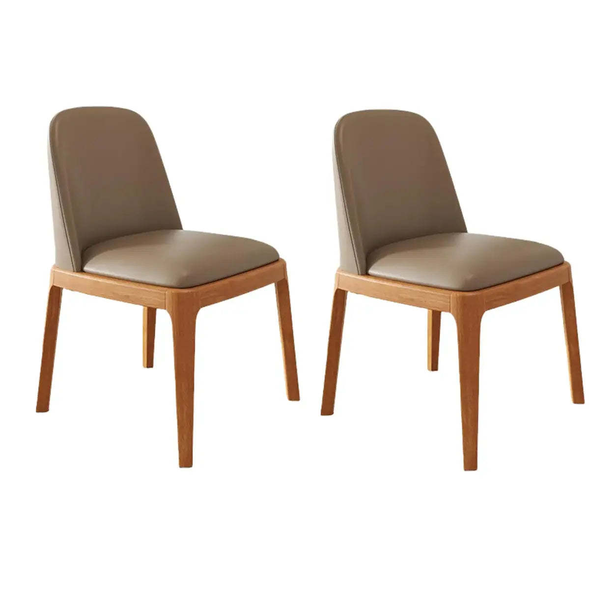 Modern Rubberwood Curved Back Dining Chair Set of 2 — Black Walnut Wood / Orange