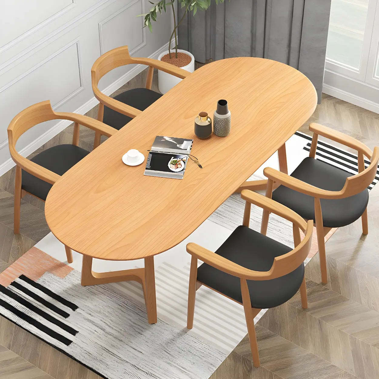 Modern Rustic Oval Pine Double-Pedestal Dining Table — Table Only