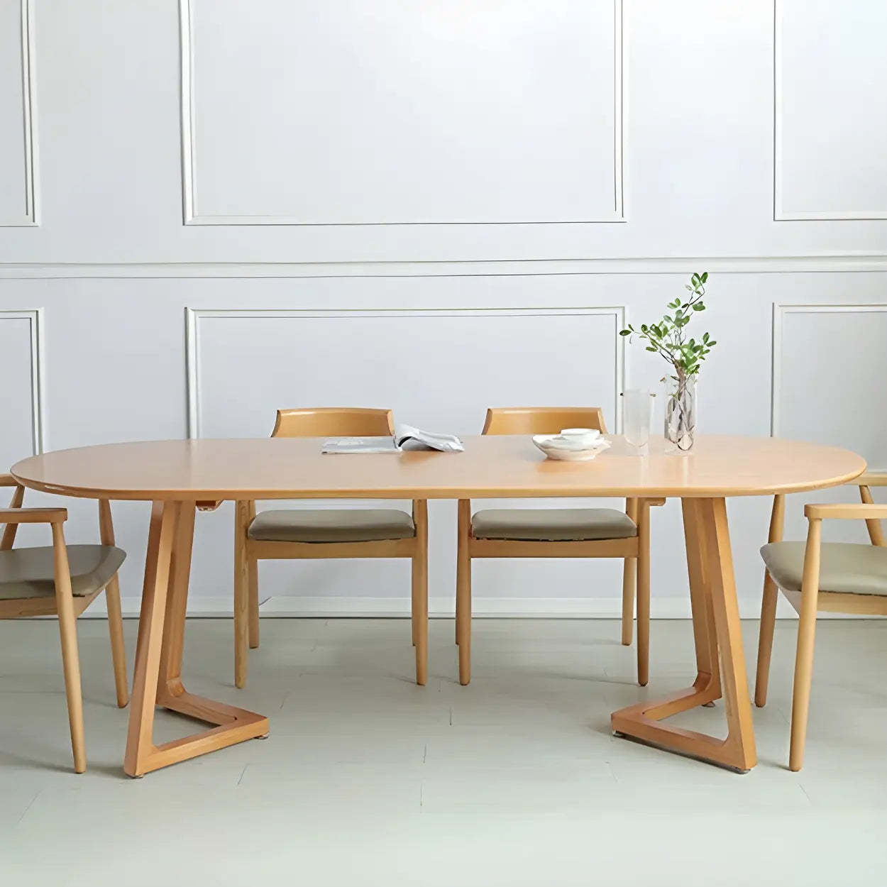 Modern Rustic Oval Pine Double-Pedestal Dining Table