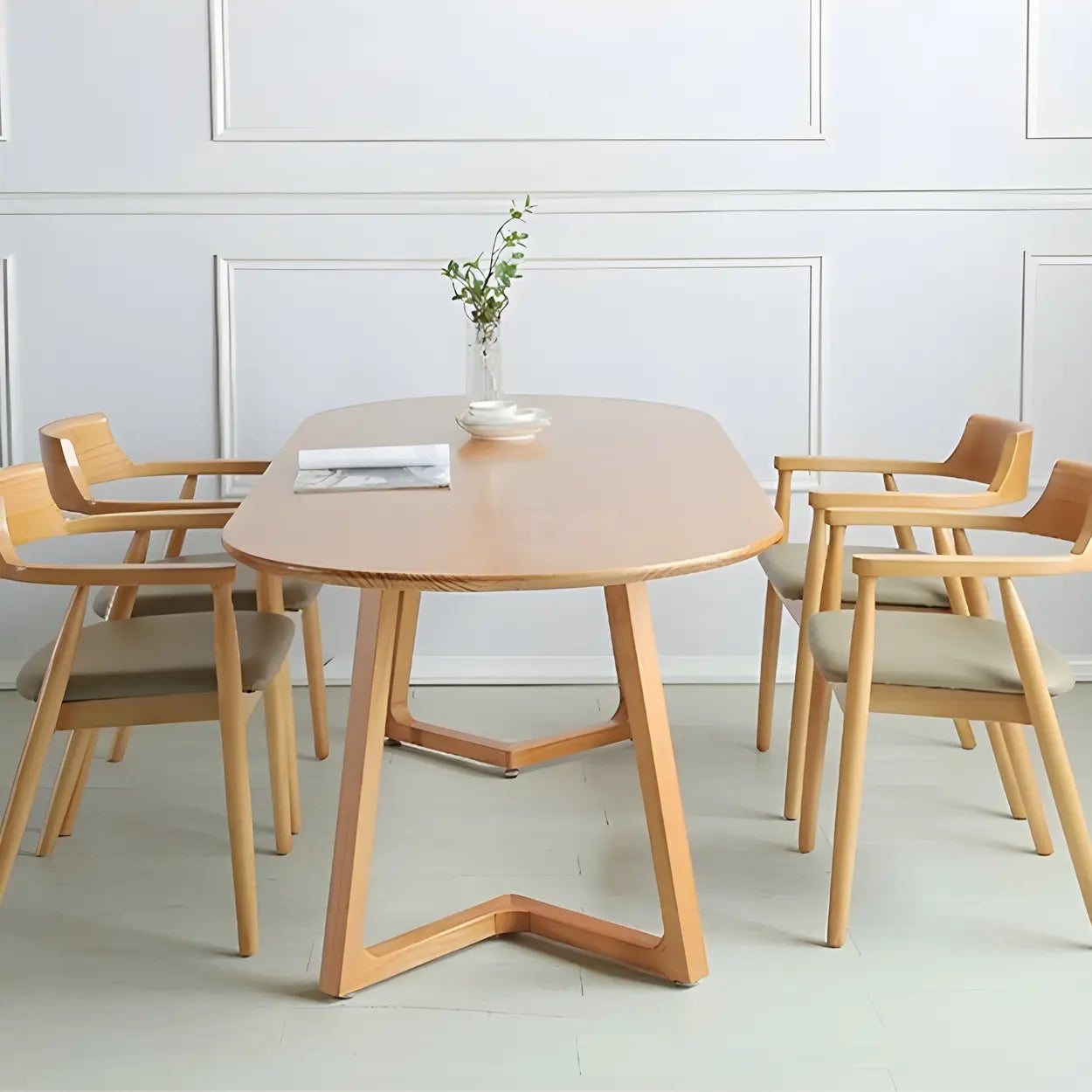 Modern Rustic Oval Pine Double-Pedestal Dining Table