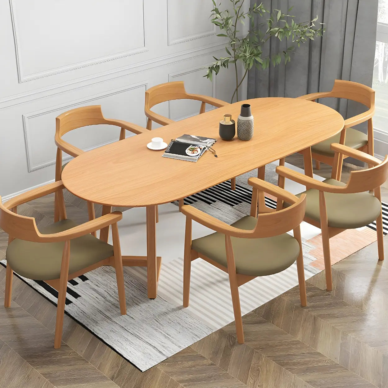 Modern Rustic Oval Pine Double-Pedestal Dining Table — Table Only