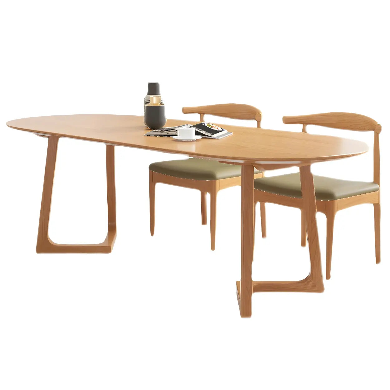 Modern Rustic Oval Pine Double-Pedestal Dining Table — Table Only