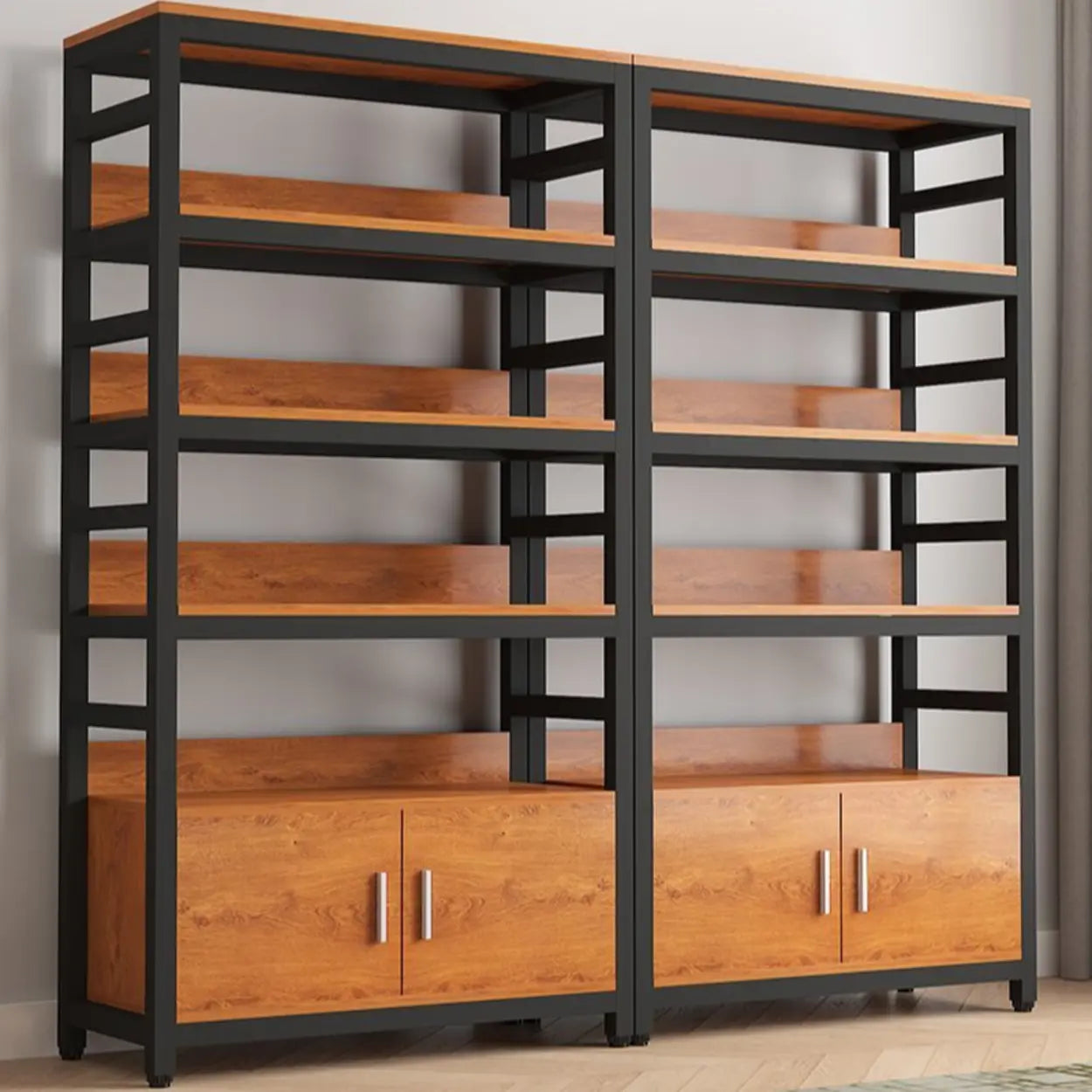 Modern Rustic Vertical Open-Shelf Bookcase