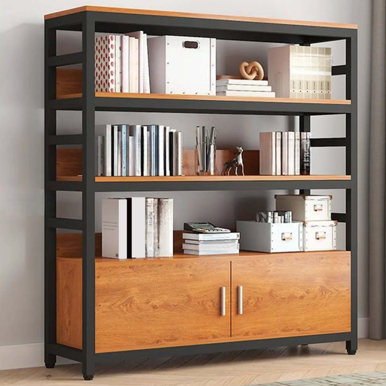 Modern Rustic Vertical Open-Shelf Bookcase
