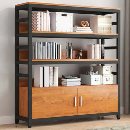 Modern Rustic Vertical Open-Shelf Bookcase