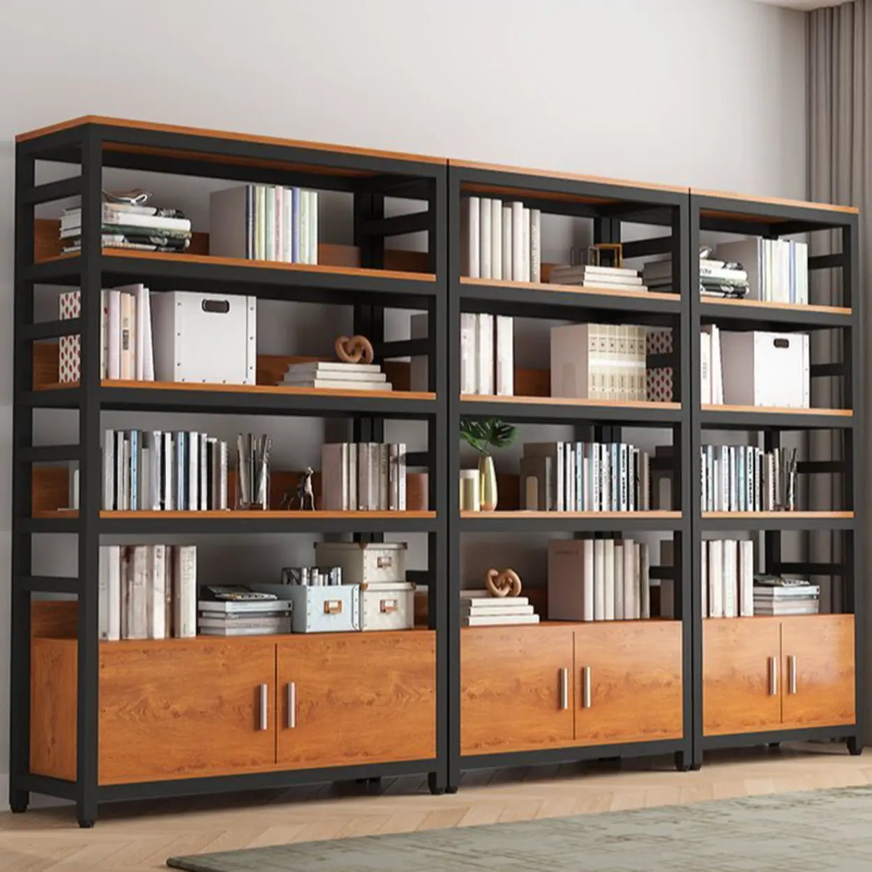 Modern Rustic Vertical Open-Shelf Bookcase
