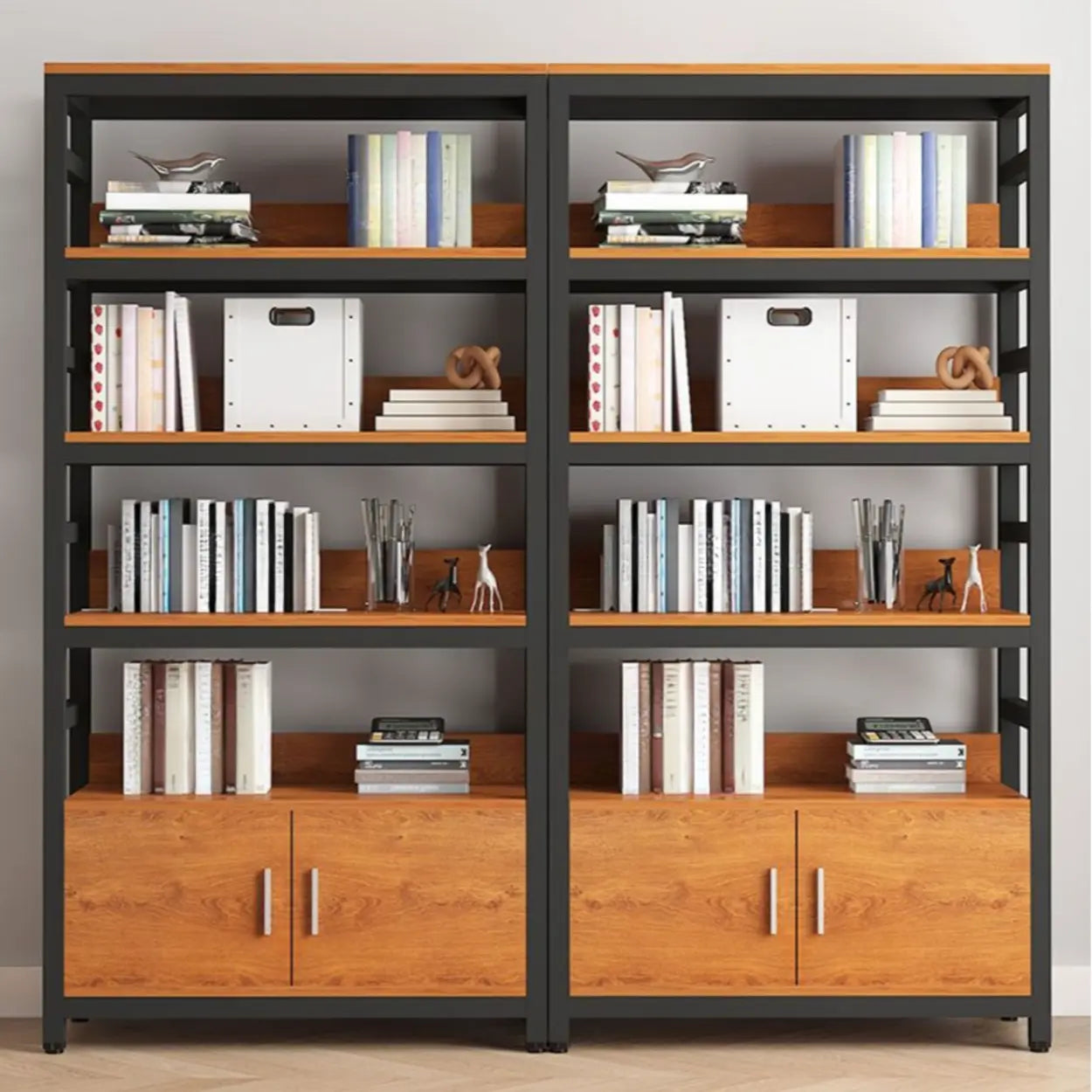 Modern Rustic Vertical Open-Shelf Bookcase