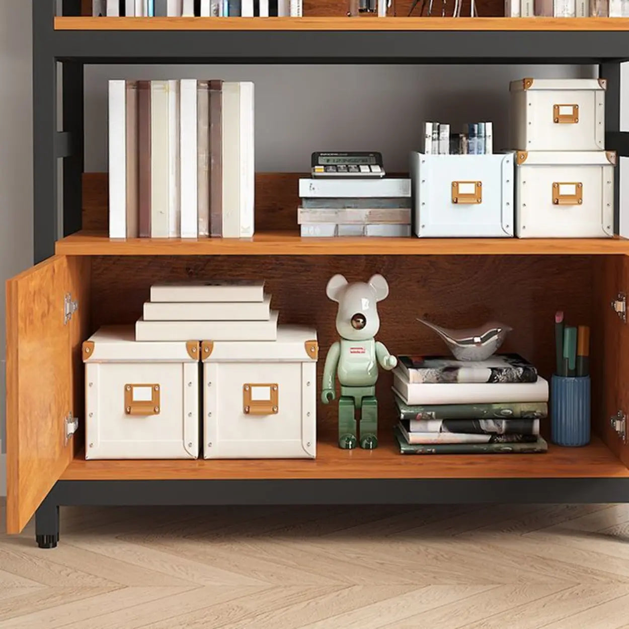 Modern Rustic Vertical Open-Shelf Bookcase