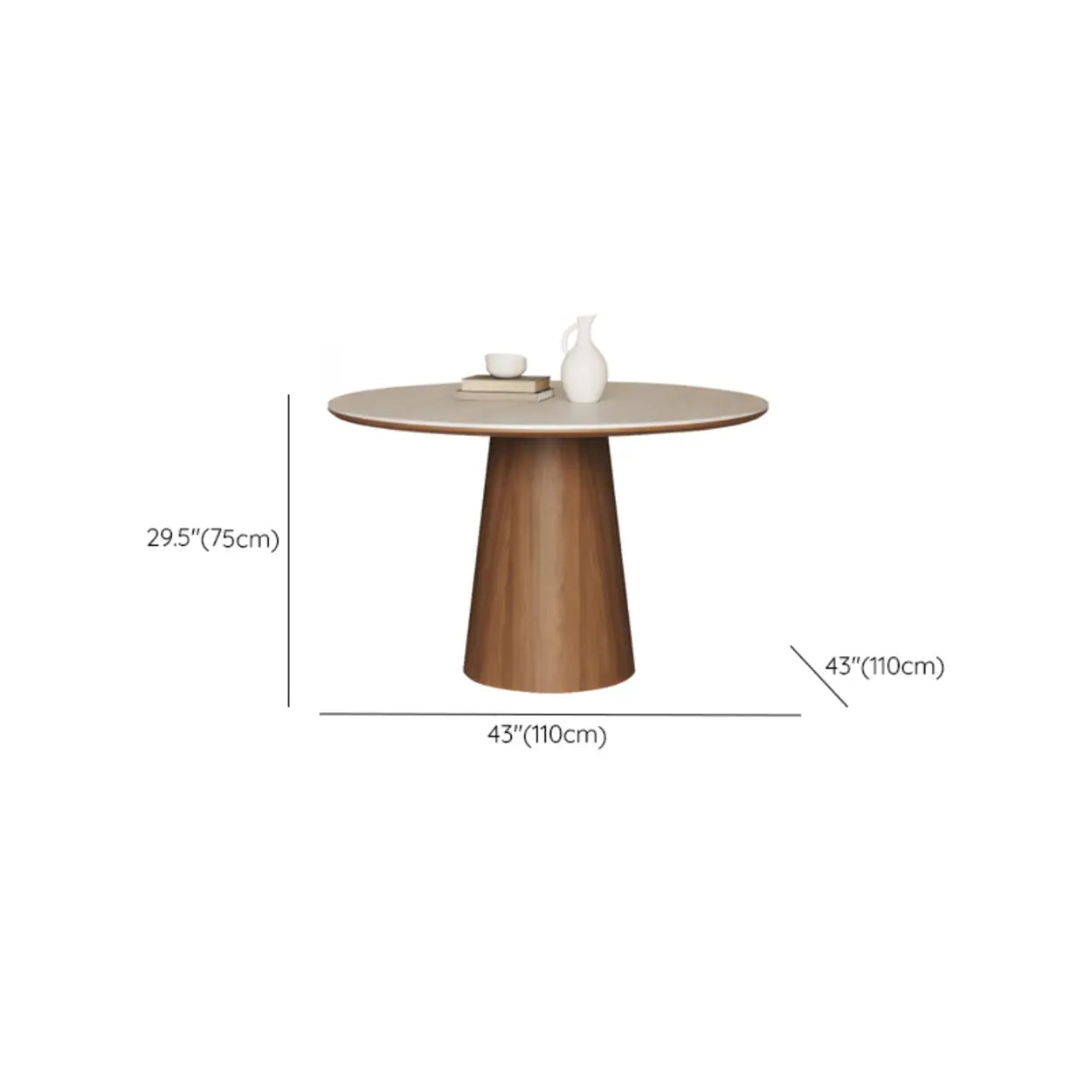 Modern Rustic Wood Pedestal Stone Dining Table