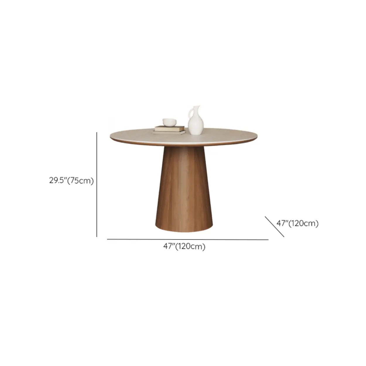 Modern Rustic Wood Pedestal Stone Dining Table