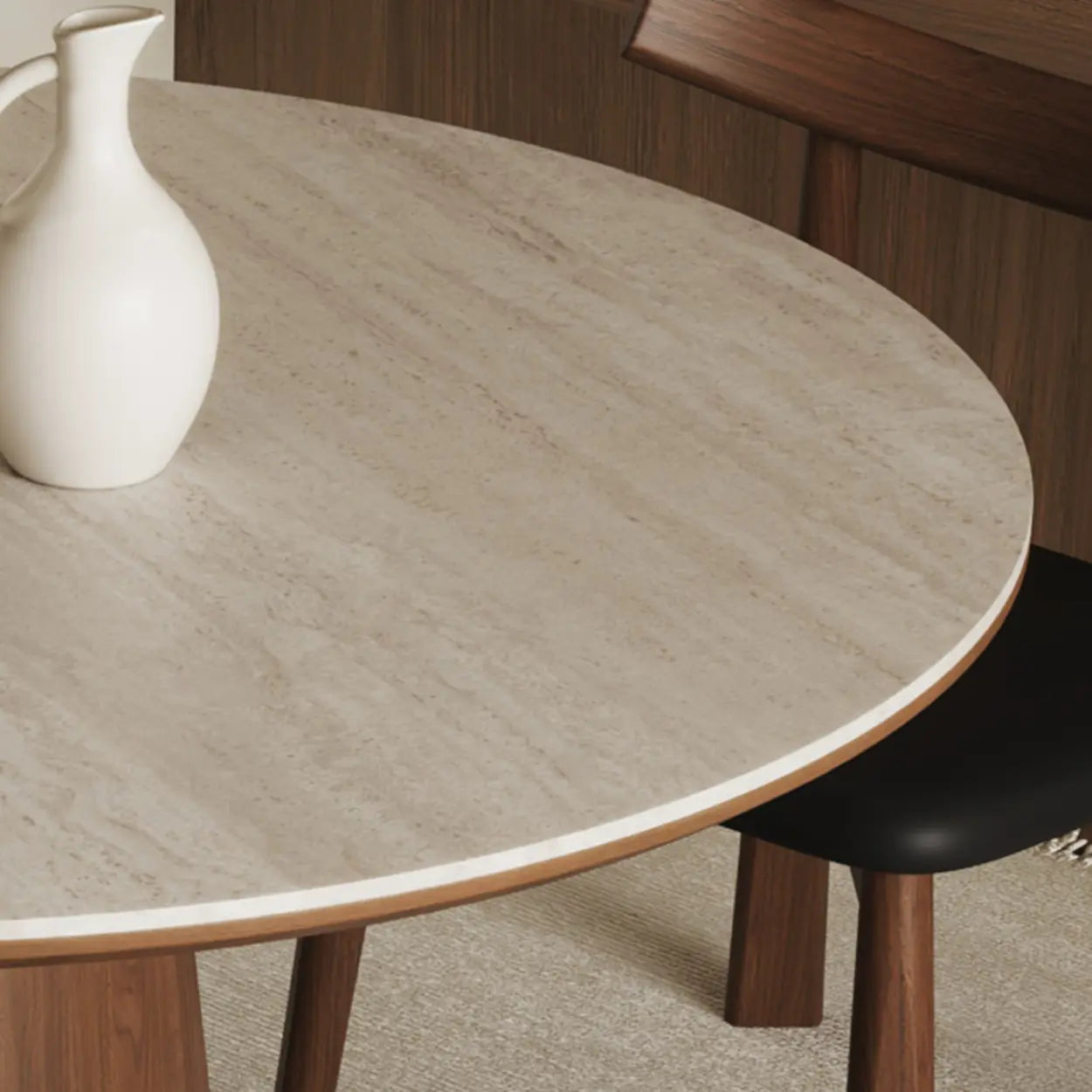 Modern Rustic Wood Pedestal Stone Dining Table