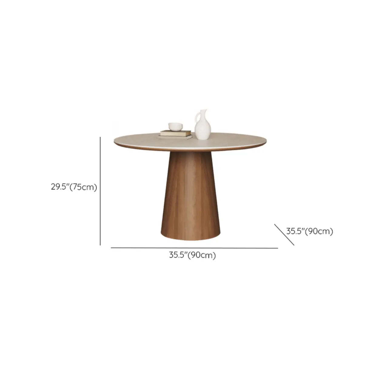 Modern Rustic Wood Pedestal Stone Dining Table