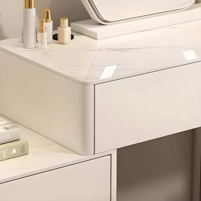 Modern Scalloped Engineered Wood Wall-Mounted White Makeup Vanity