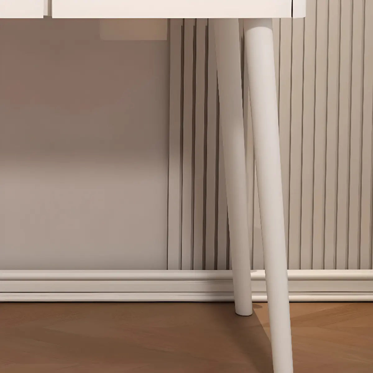 Modern Scalloped Engineered Wood Wall-Mounted White Makeup Vanity