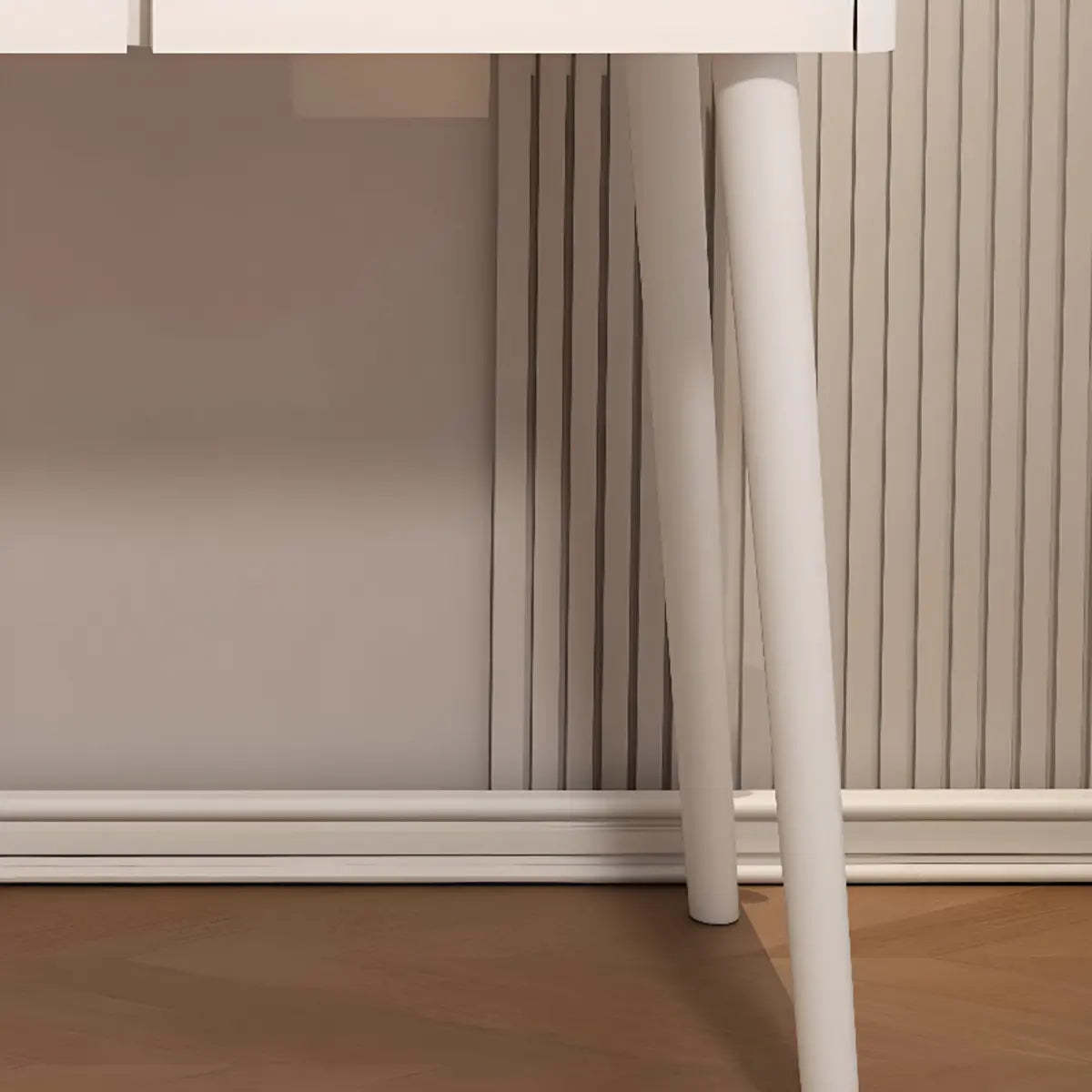 Modern Scalloped Engineered Wood Wall-Mounted White Makeup Vanity