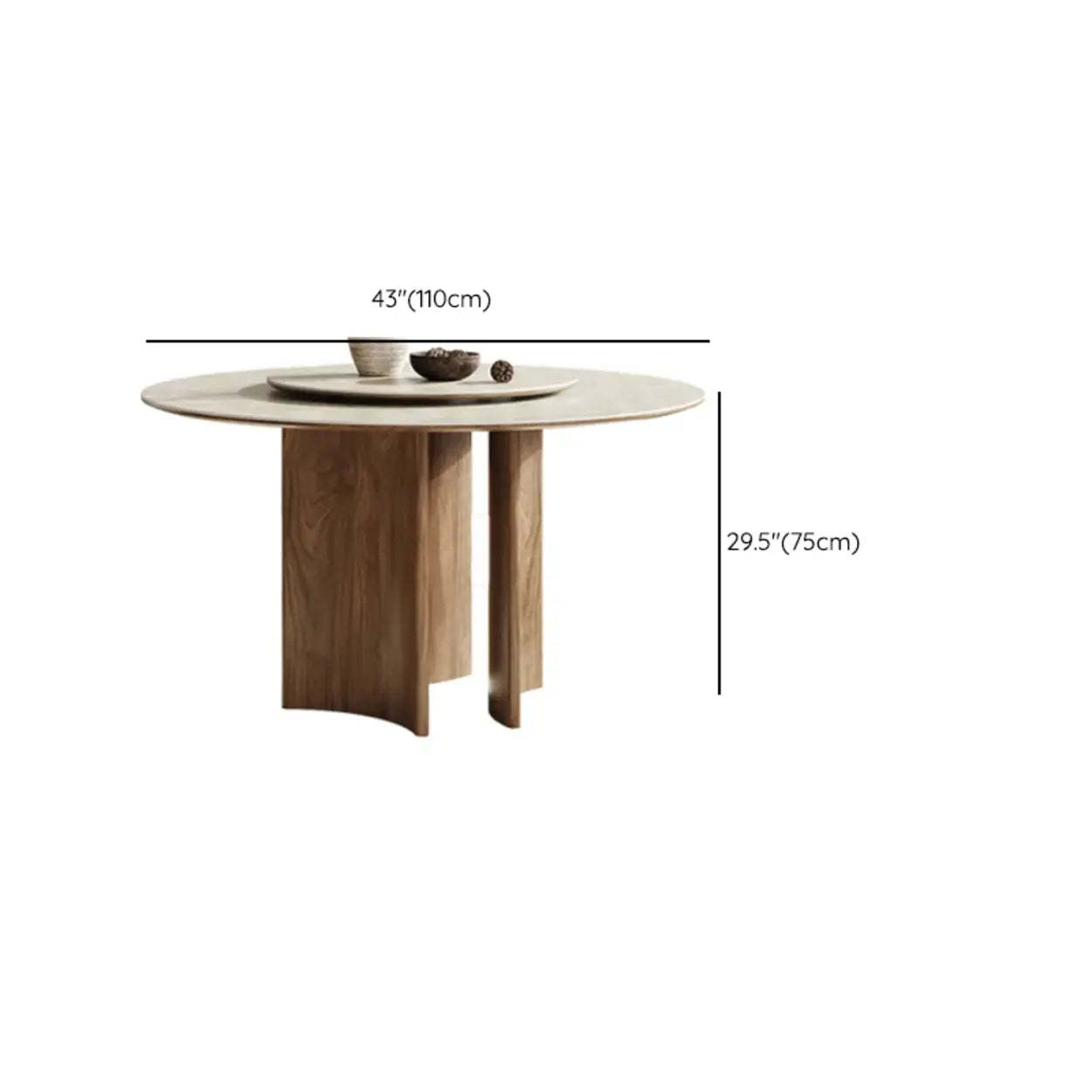 Scandinavian Khaki Stone Round Wood Dining Table