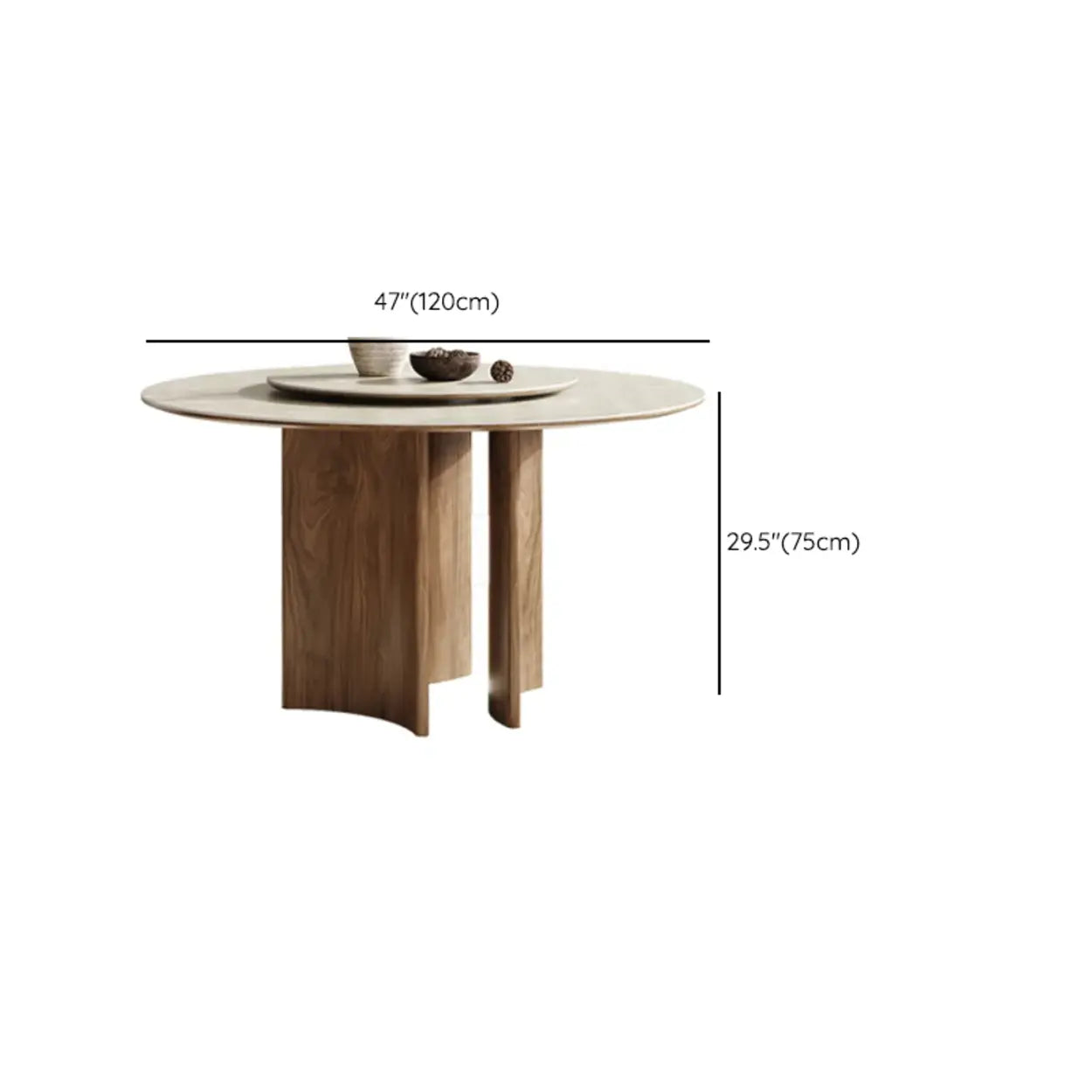 Scandinavian Khaki Stone Round Wood Dining Table