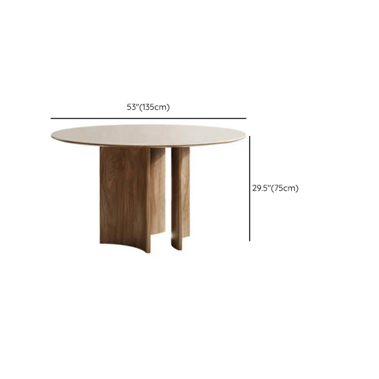 Scandinavian Khaki Stone Round Wood Dining Table