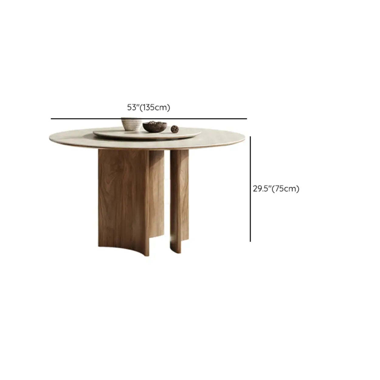 Scandinavian Khaki Stone Round Wood Dining Table