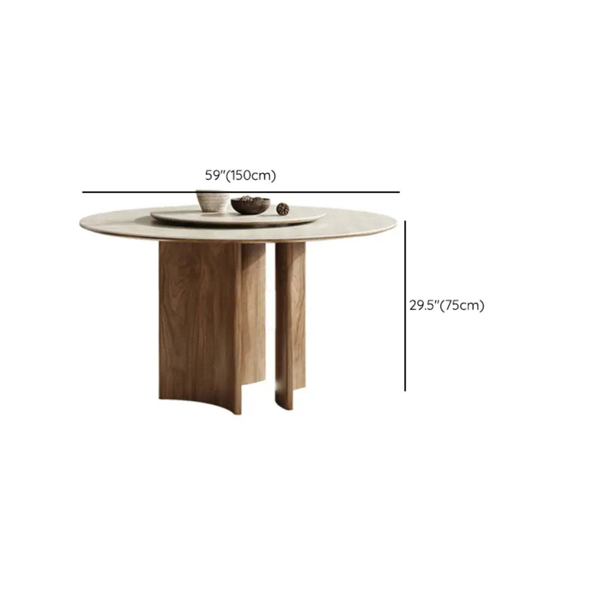 Scandinavian Khaki Stone Round Wood Dining Table