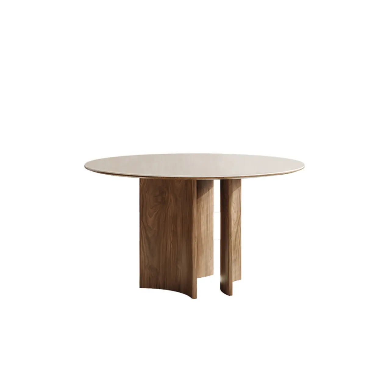 Scandinavian Khaki Stone Round Wood Dining Table — Lazy Susan / Table Only