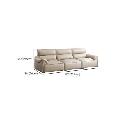 Modern Beige Genuine Leather Wide Seat Sofa
