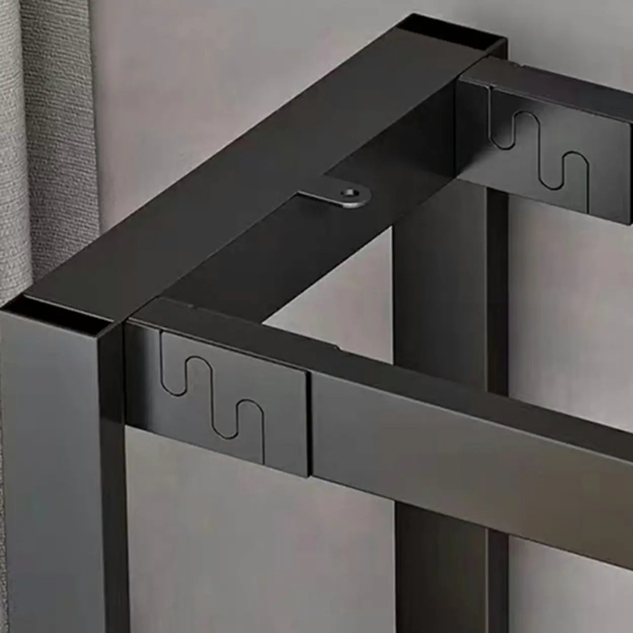 Modern Rectangular Narrow Bar Table with Footrest — Without Chairs / Black