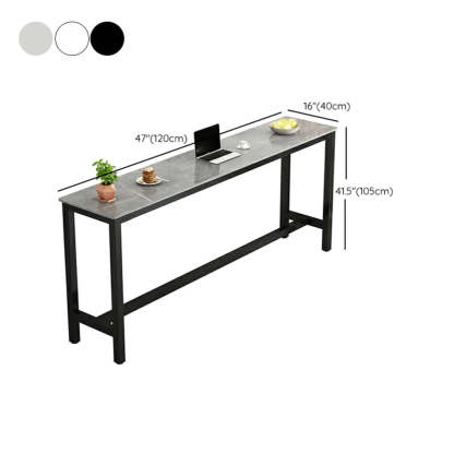 Modern Rectangular Narrow Bar Table with Footrest — Without Chairs / Gray