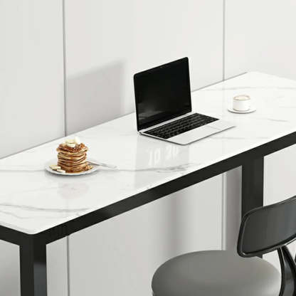 Modern Rectangular Narrow Bar Table with Footrest — Without Chairs / Gray