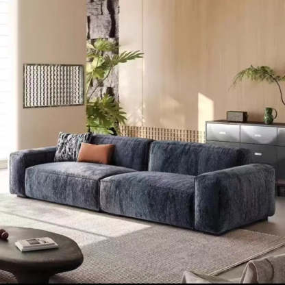 Modern Gray Deep-Seat Chenille Modular Sofa