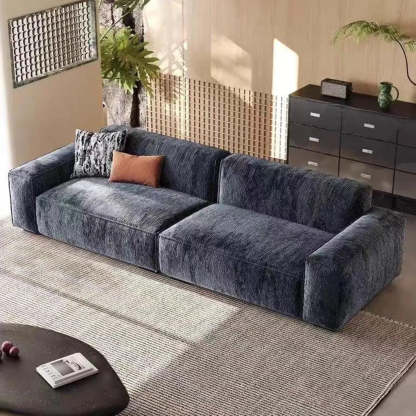 Modern Gray Deep-Seat Chenille Modular Sofa