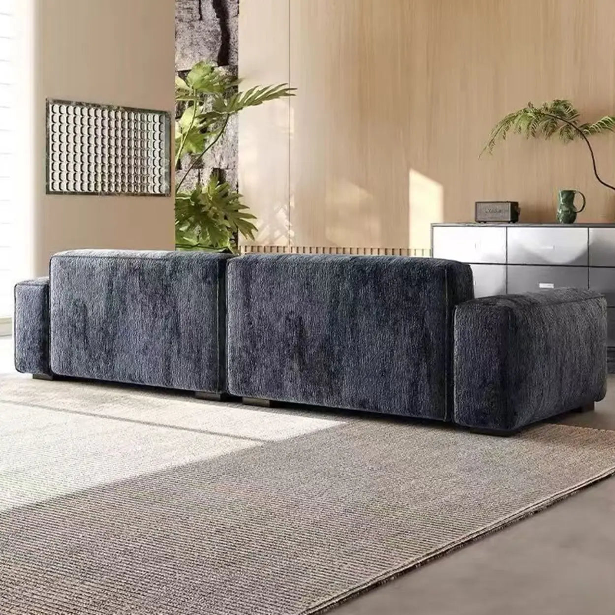 Modern Gray Deep-Seat Chenille Modular Sofa