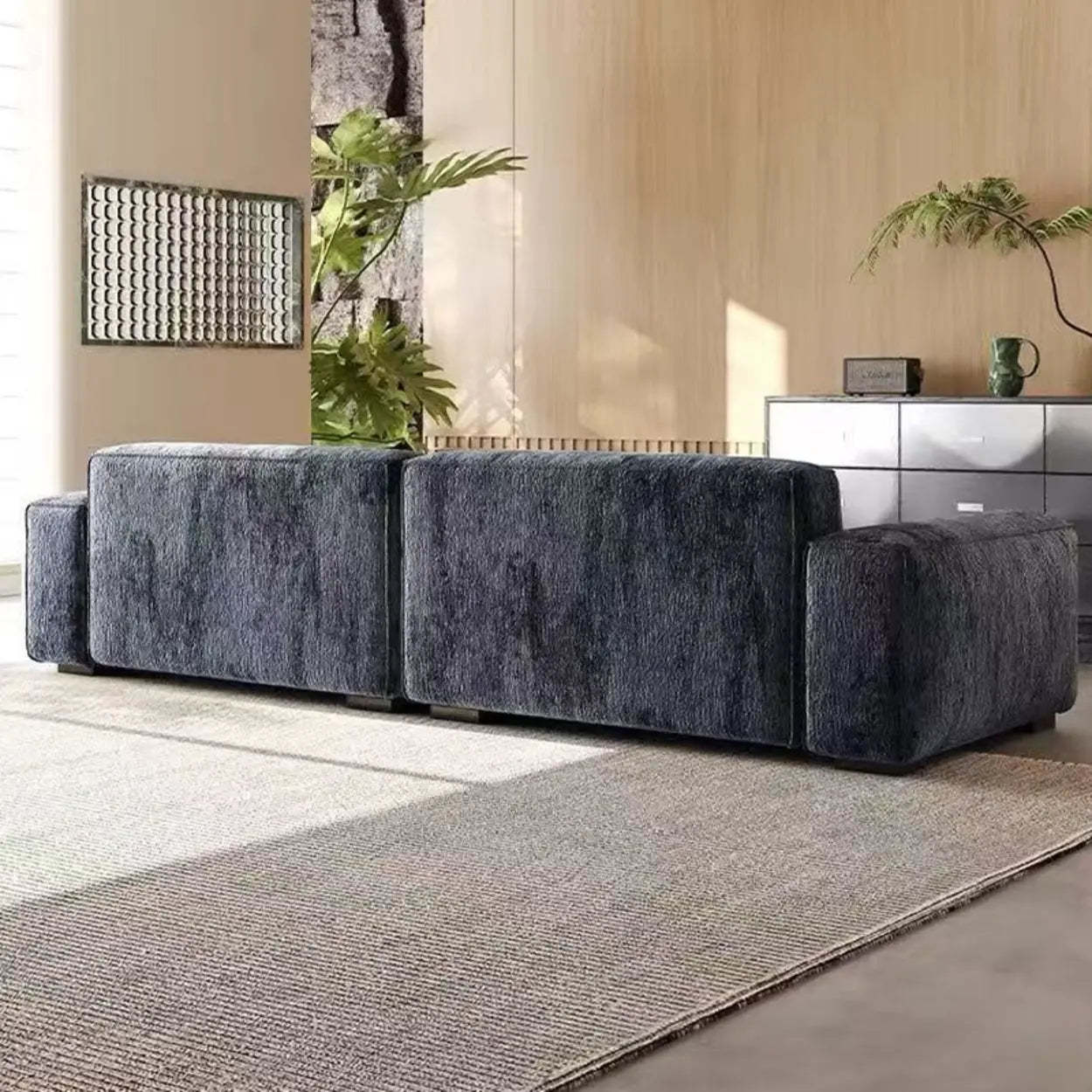 Modern Gray Deep-Seat Chenille Modular Sofa