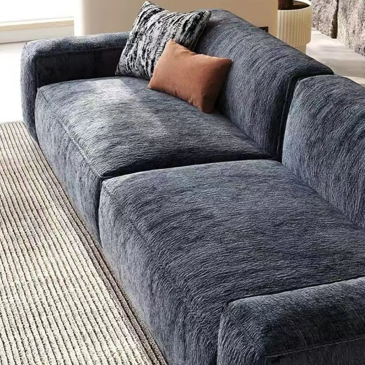 Modern Gray Deep-Seat Chenille Modular Sofa