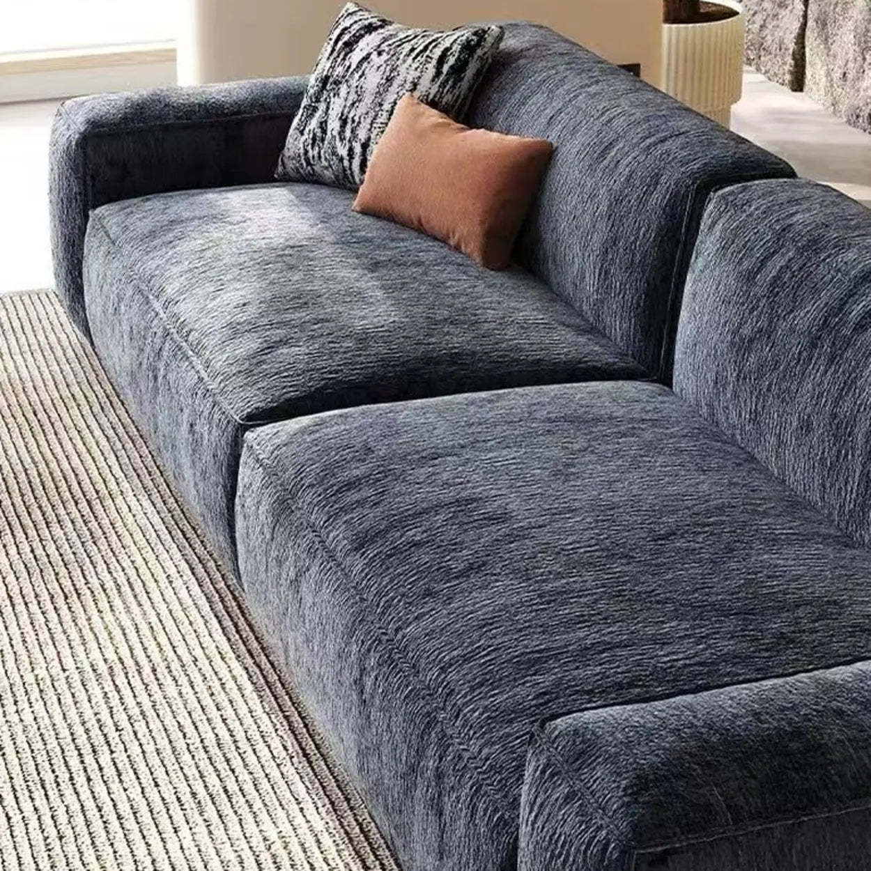Modern Gray Deep-Seat Chenille Modular Sofa