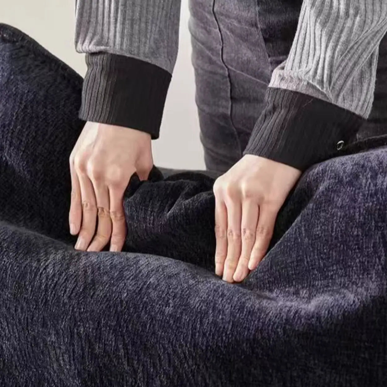 Modern Gray Deep-Seat Chenille Modular Sofa
