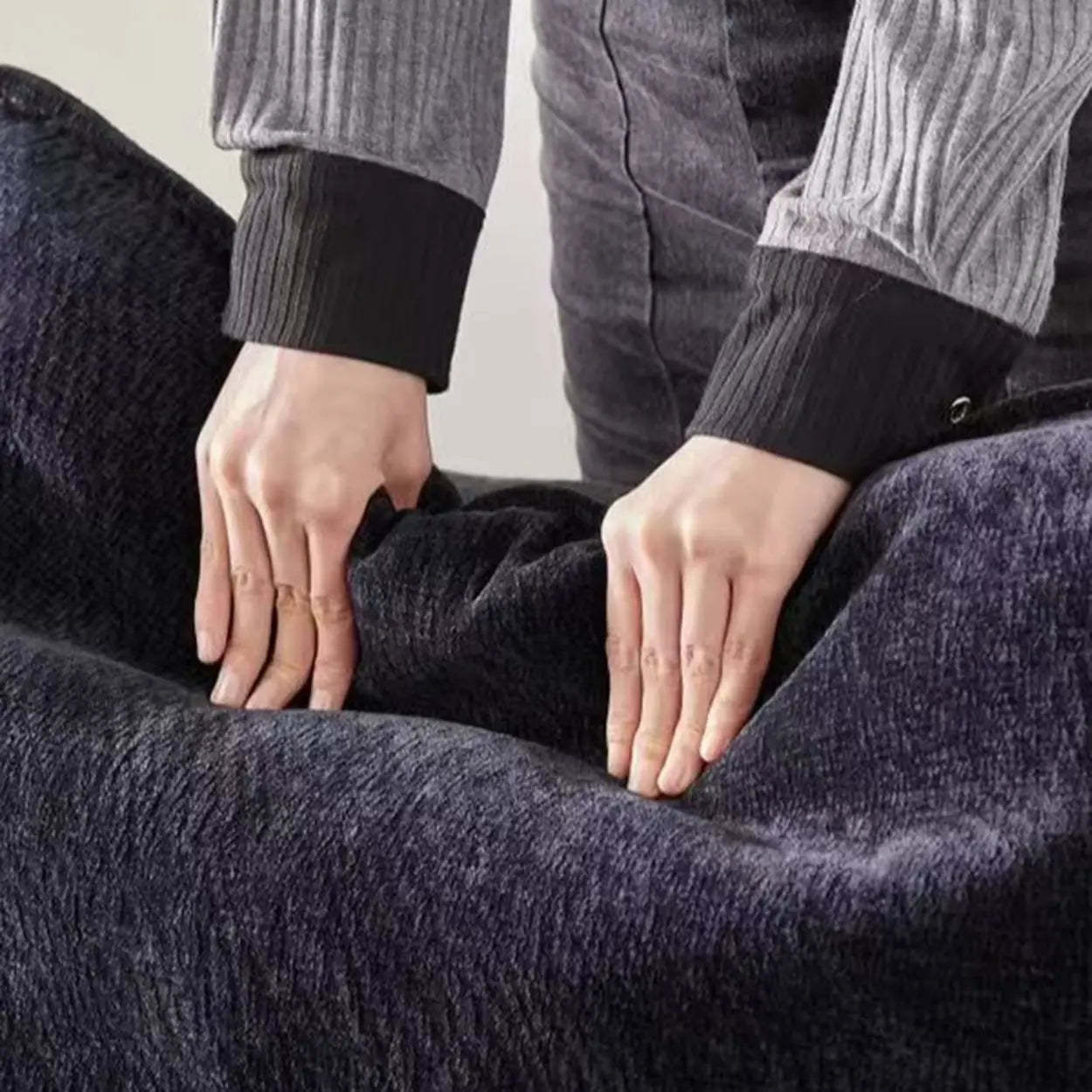 Modern Gray Deep-Seat Chenille Modular Sofa