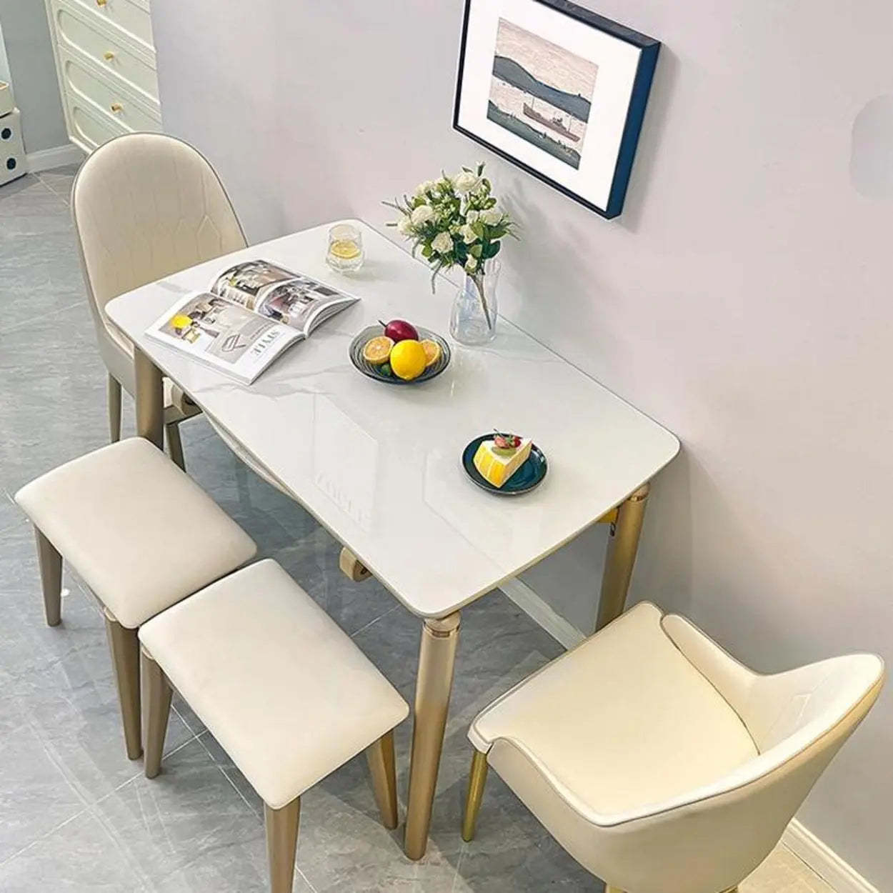 Modern Scratch-Resistant Oval Self-Storing Dining Table — Table Only