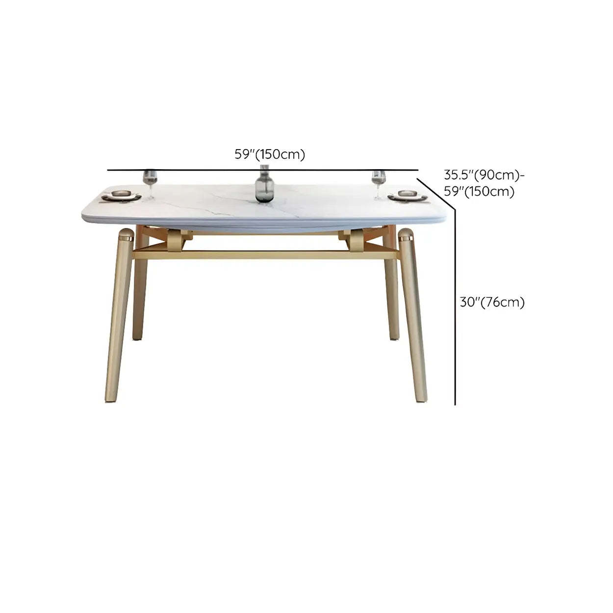 Modern Scratch-Resistant Oval Self-Storing Dining Table