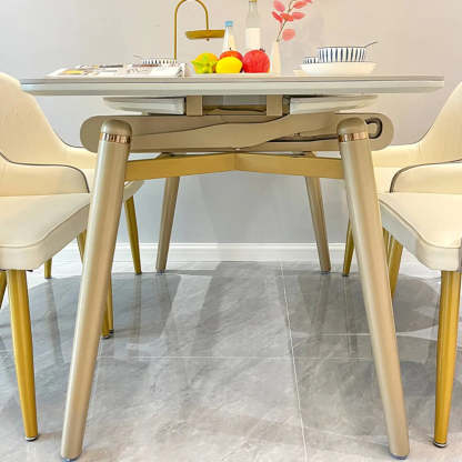 Modern Scratch-Resistant Oval Self-Storing Dining Table